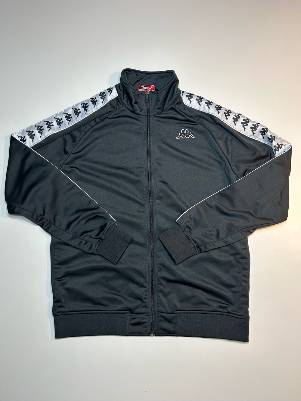 Kappa 222 Banda Anniston Track Jacket Black White Retro Full Zip